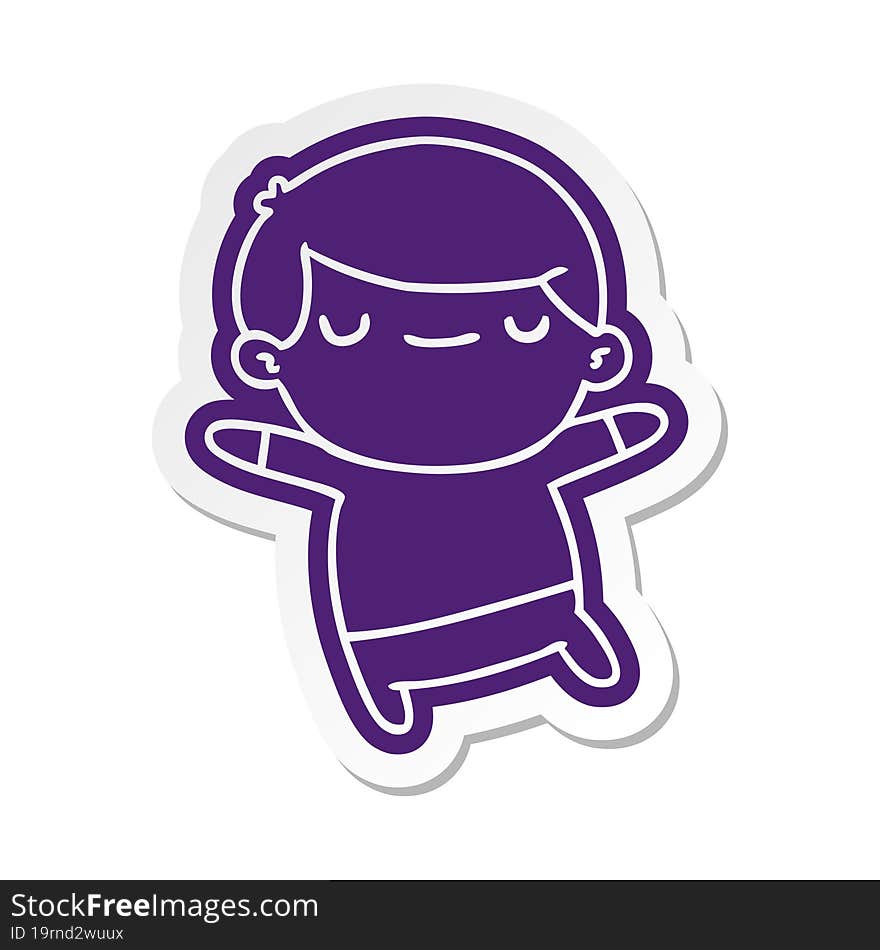 Cartoon Sticker Of A Kawaii Cute Boy