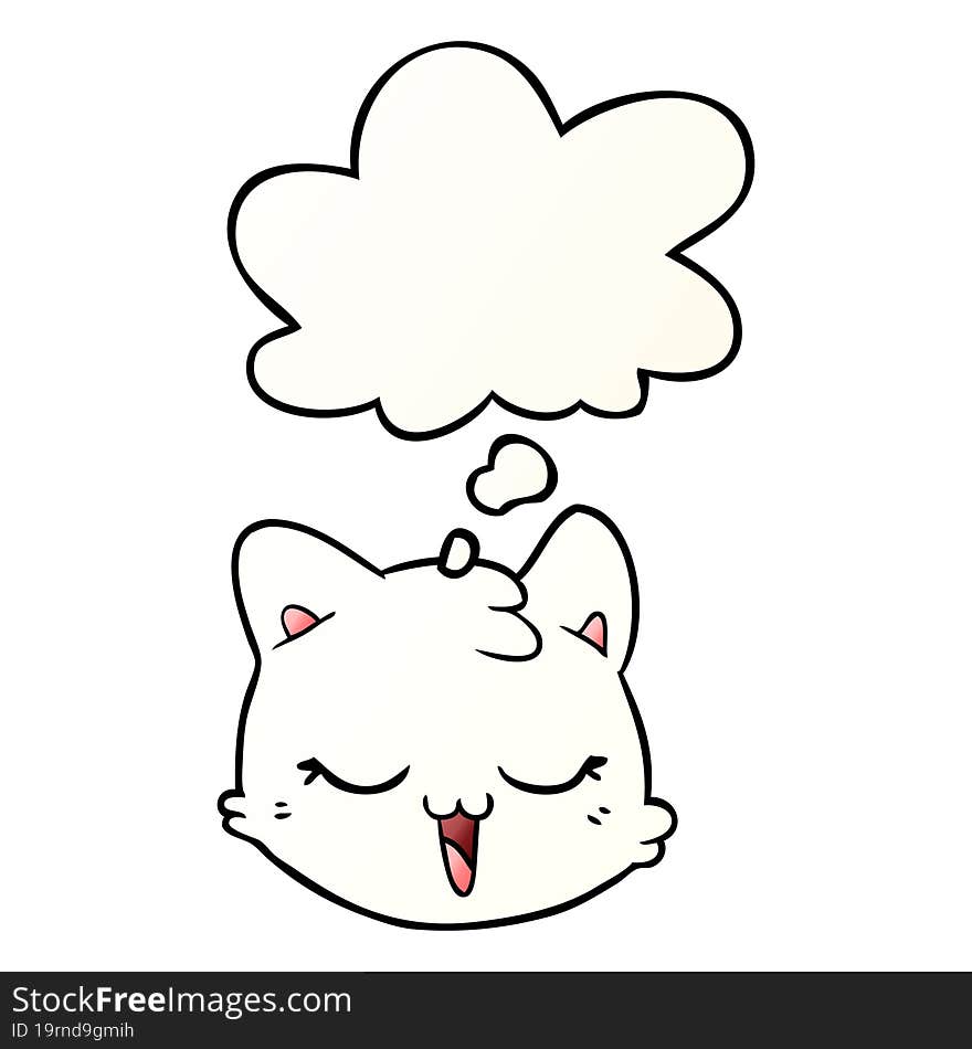 cartoon cat face with thought bubble in smooth gradient style