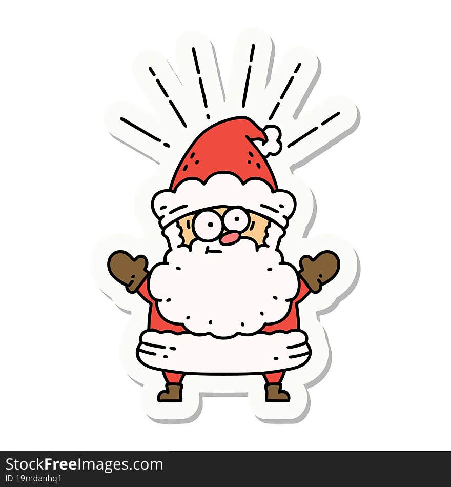 sticker of tattoo style santa claus christmas character