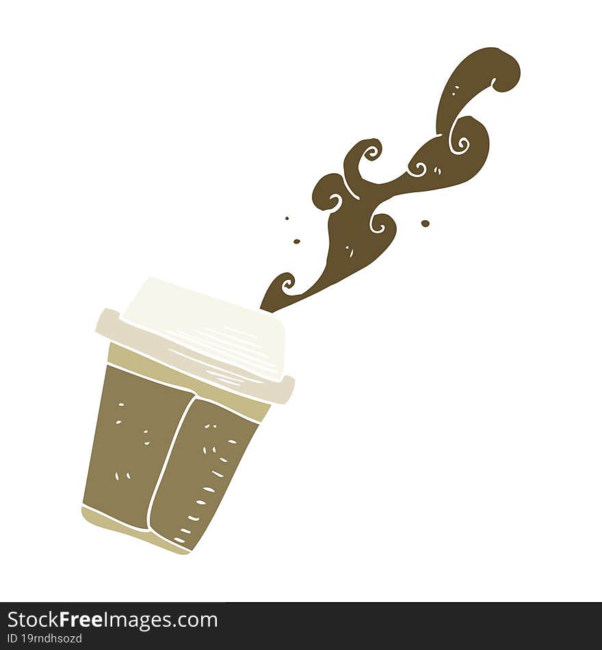 flat color illustration of a cartoon spilling coffee