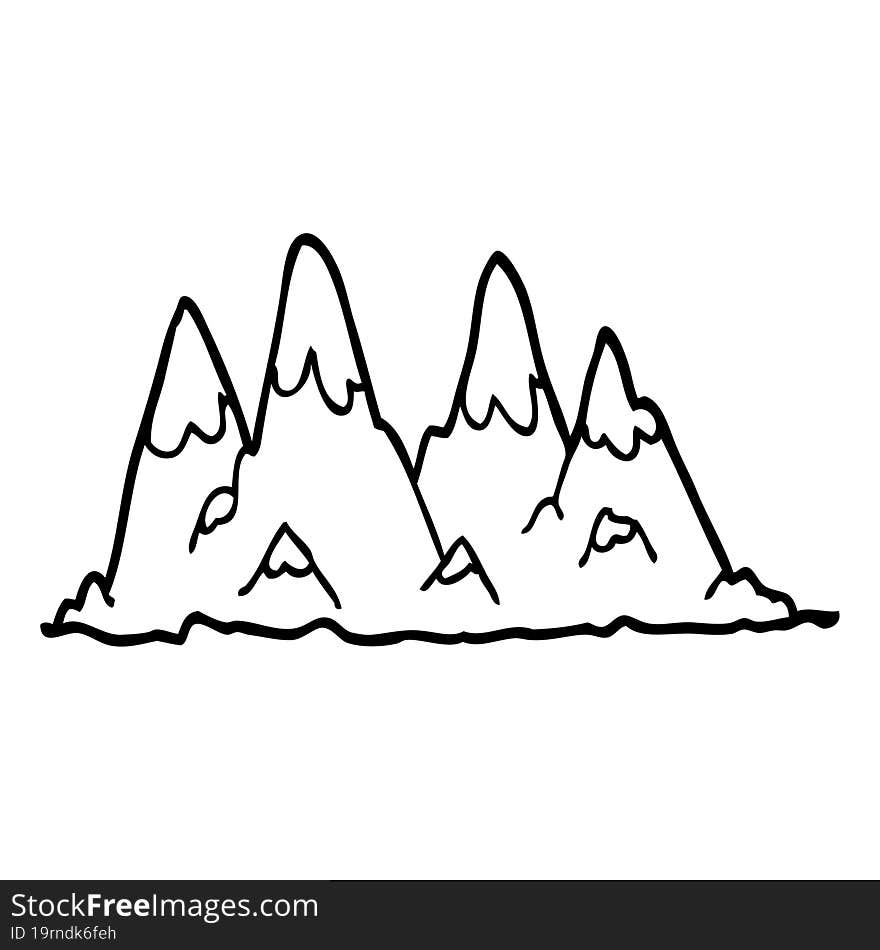 line drawing cartoon mountain range