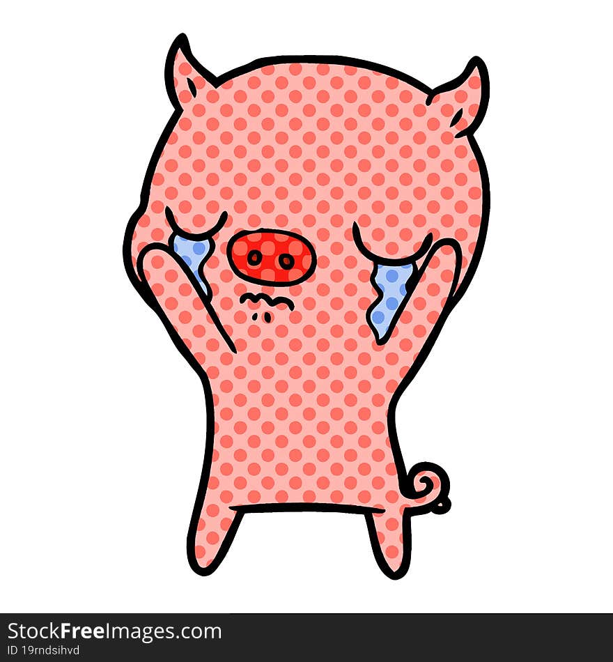 cartoon pig crying. cartoon pig crying