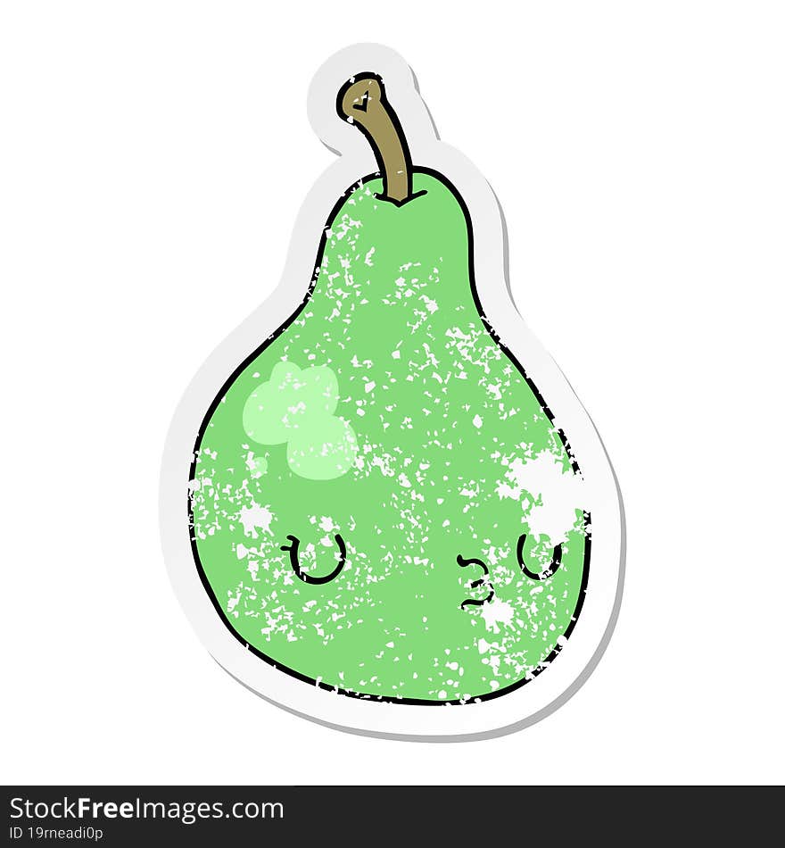 Distressed Sticker Of A Cartoon Pear