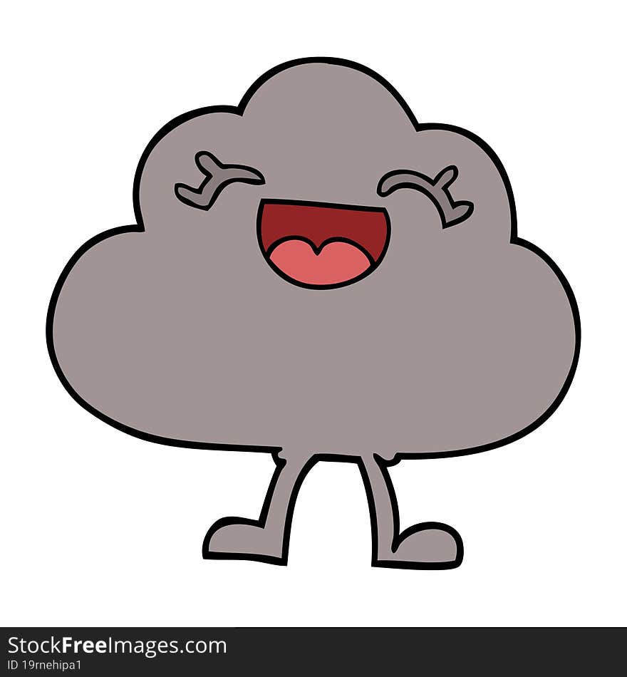 Cartoon Doodle Happy Grey Cloud