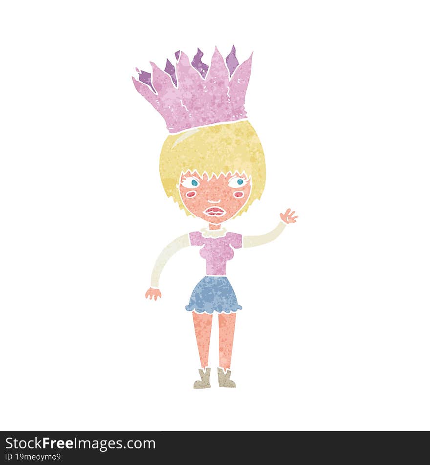 cartoon woman wearing paper crown