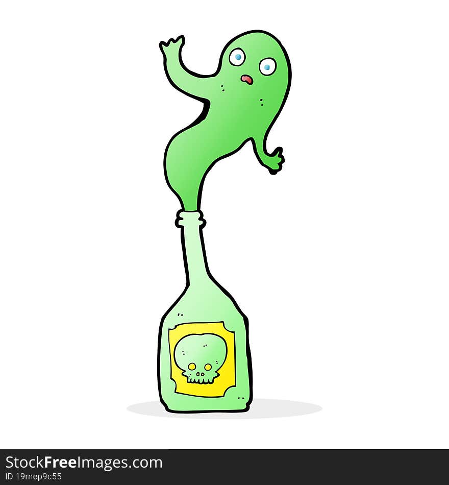 cartoon ghost in bottle