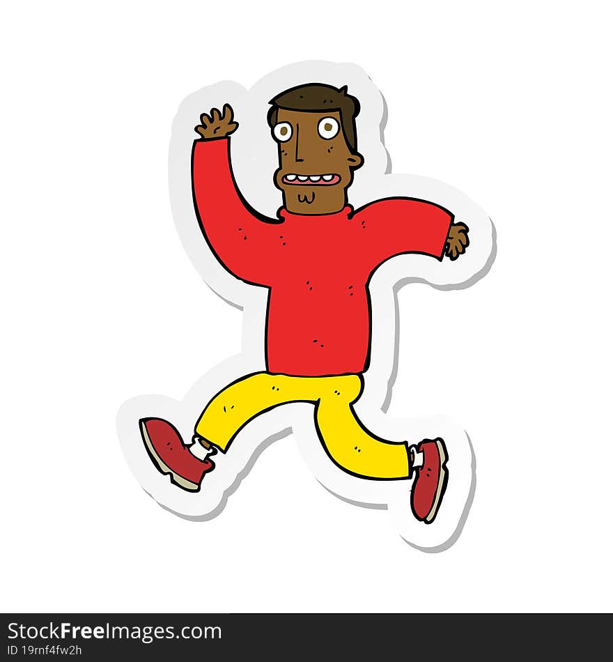 Sticker Of A Cartoon Terrified Man