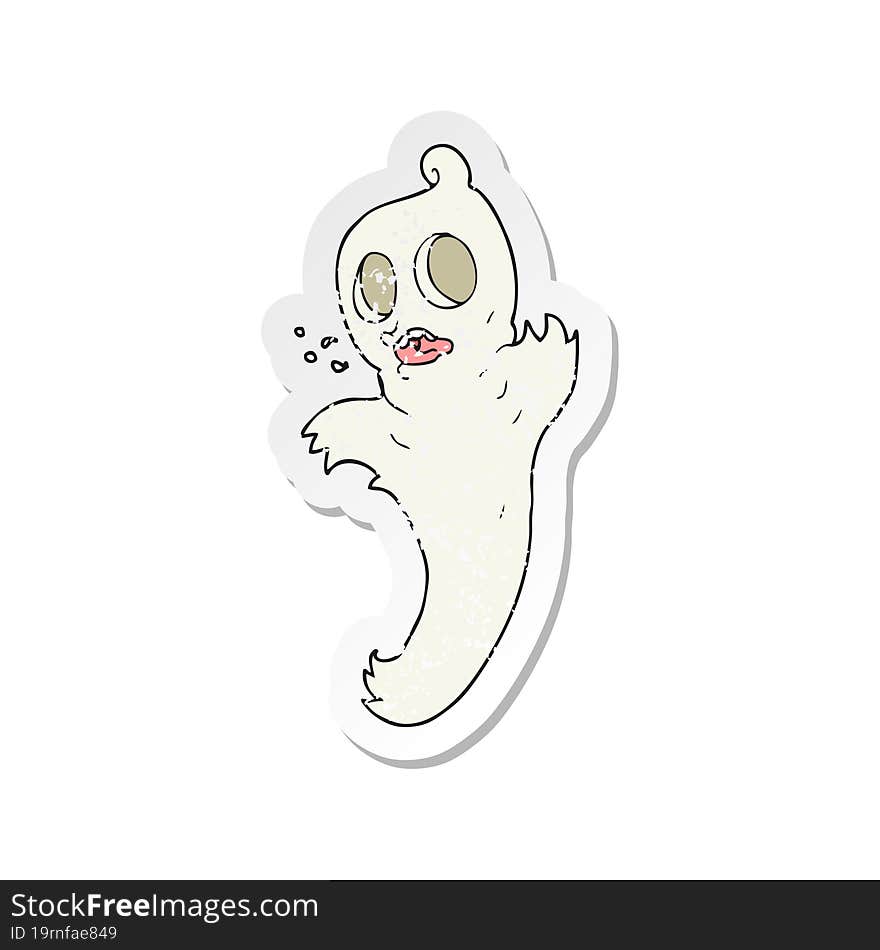 Retro Distressed Sticker Of A Cartoon Ghost