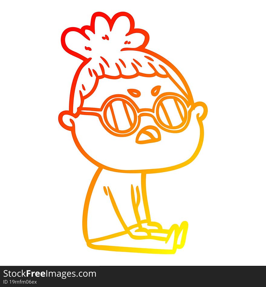 warm gradient line drawing cartoon annoyed woman