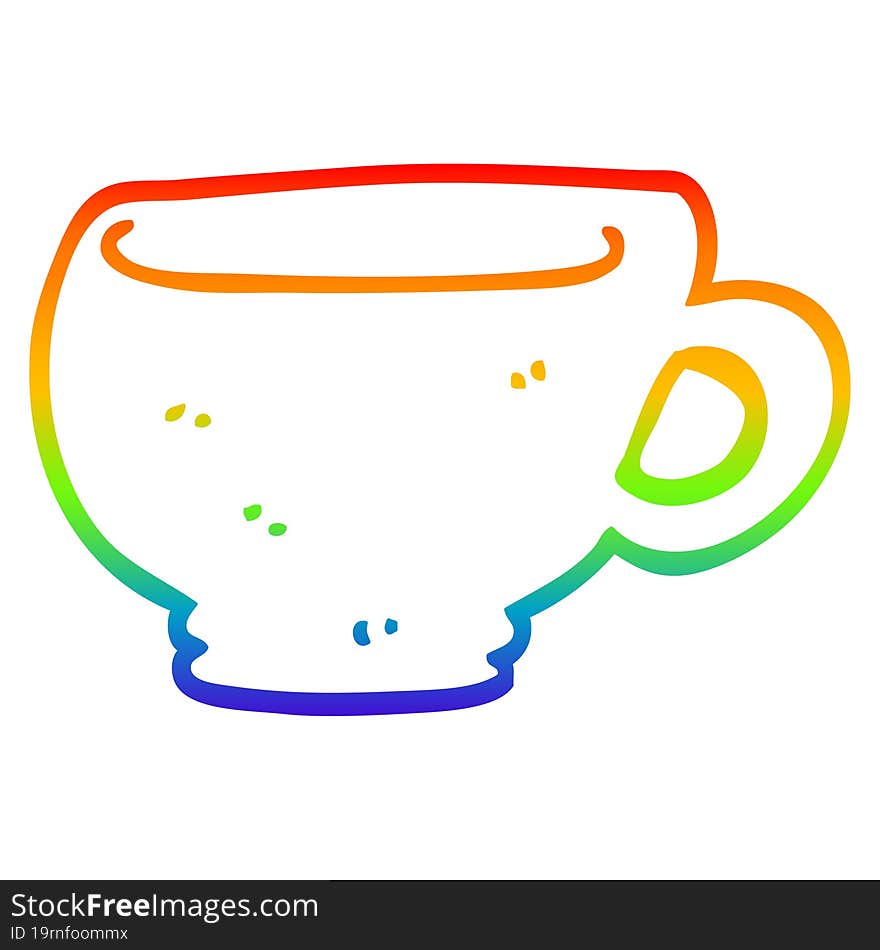 rainbow gradient line drawing cartoon cup