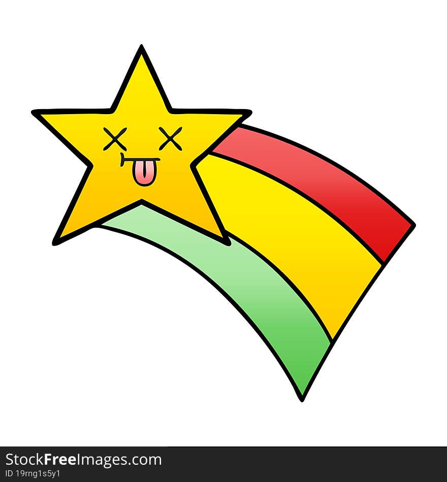 gradient shaded cartoon shooting rainbow star