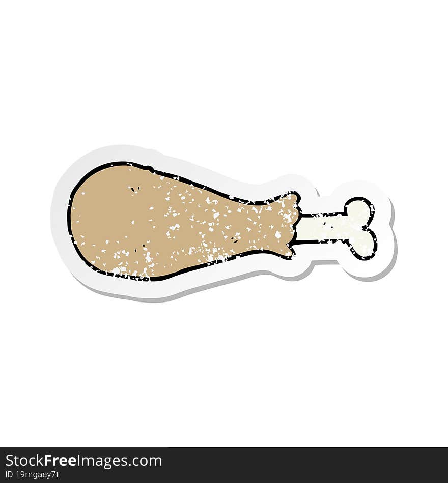 Distressed Sticker Of A Cartoon Chicken Leg