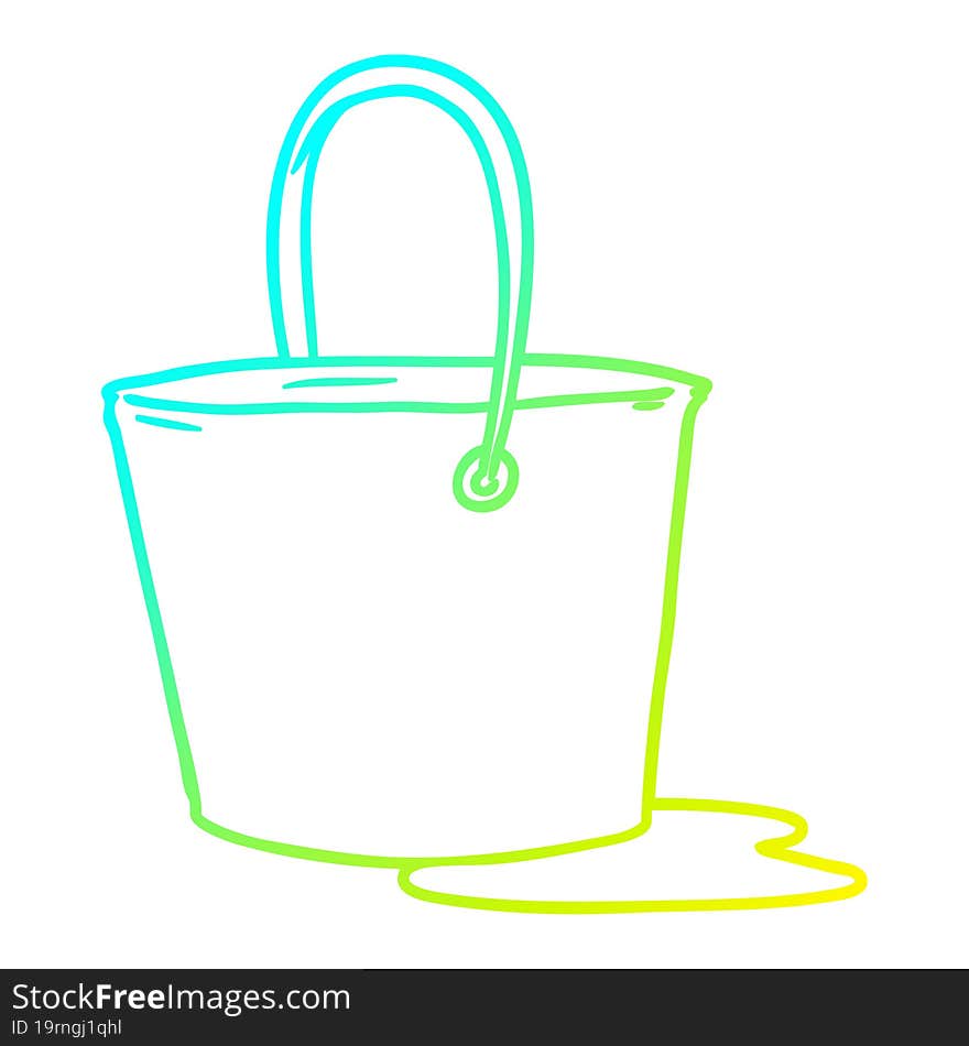 cold gradient line drawing cartoon bucket of water