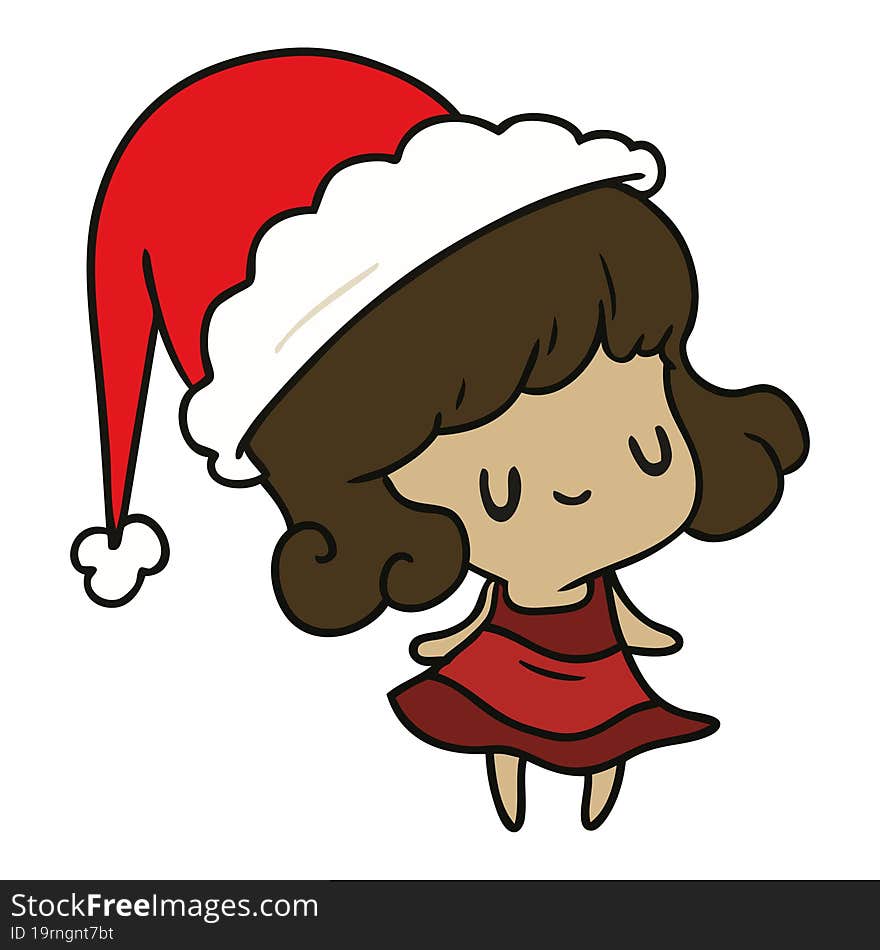 christmas cartoon of kawaii girl