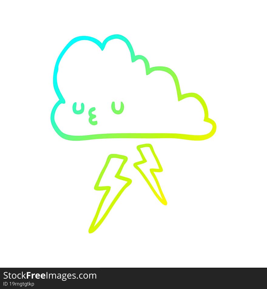 cold gradient line drawing cartoon storm cloud