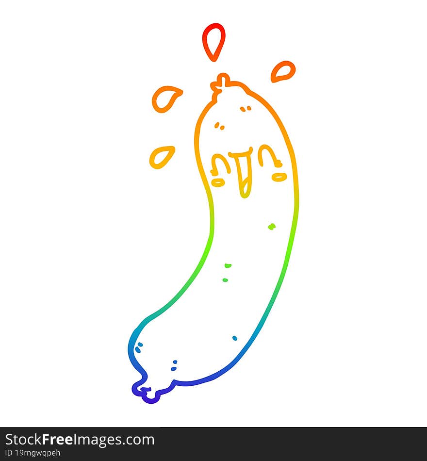 rainbow gradient line drawing happy cartoon sausage