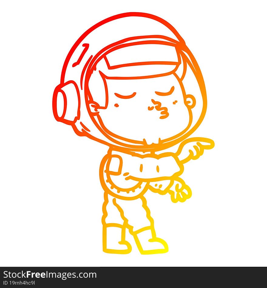 warm gradient line drawing cartoon confident astronaut