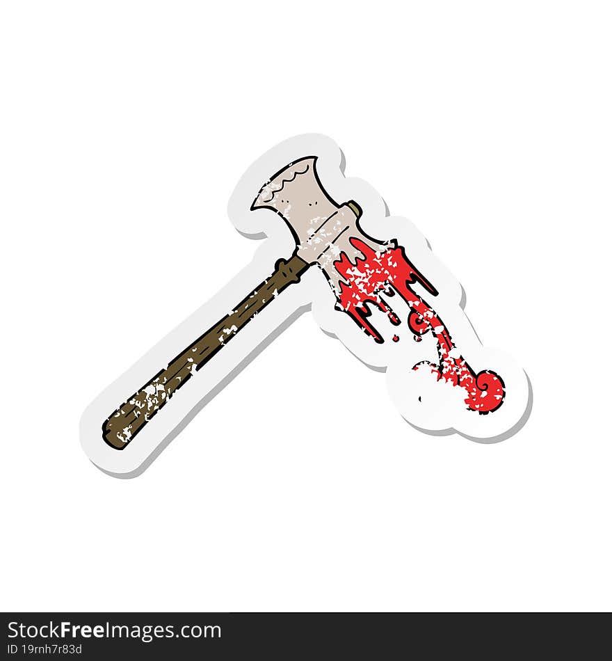 retro distressed sticker of a cartoon slayer axe