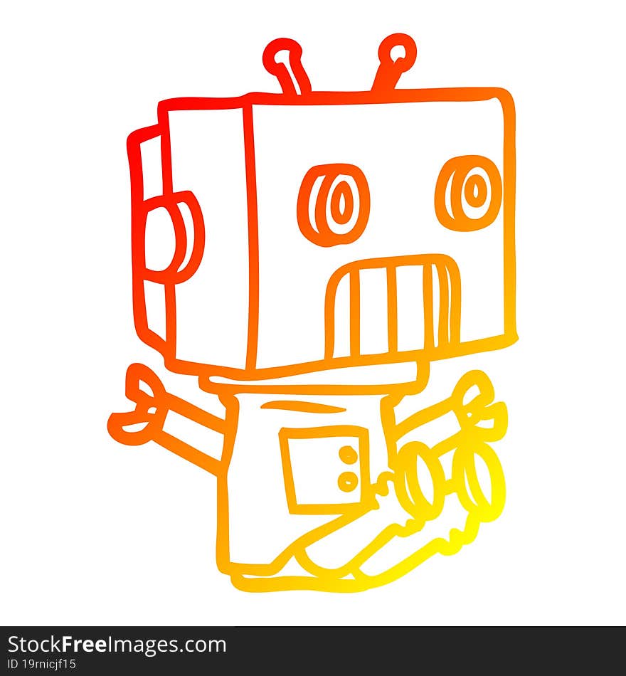 warm gradient line drawing cartoon robot