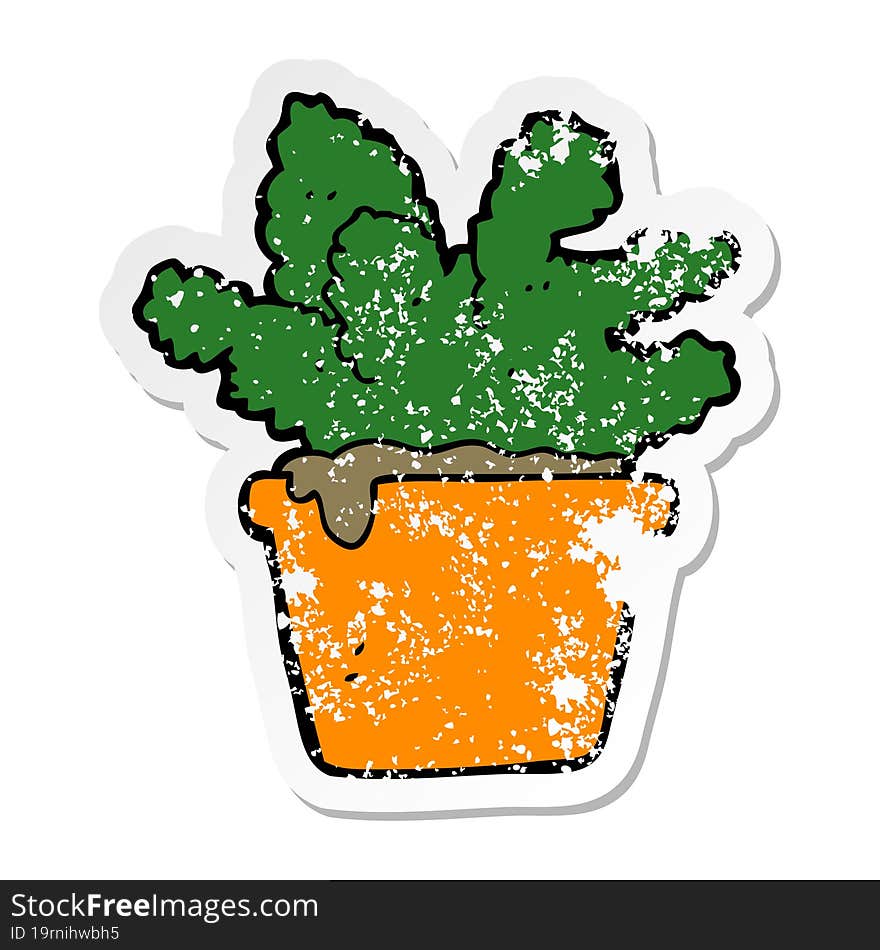 Distressed Sticker Of A Cartoon House Plant