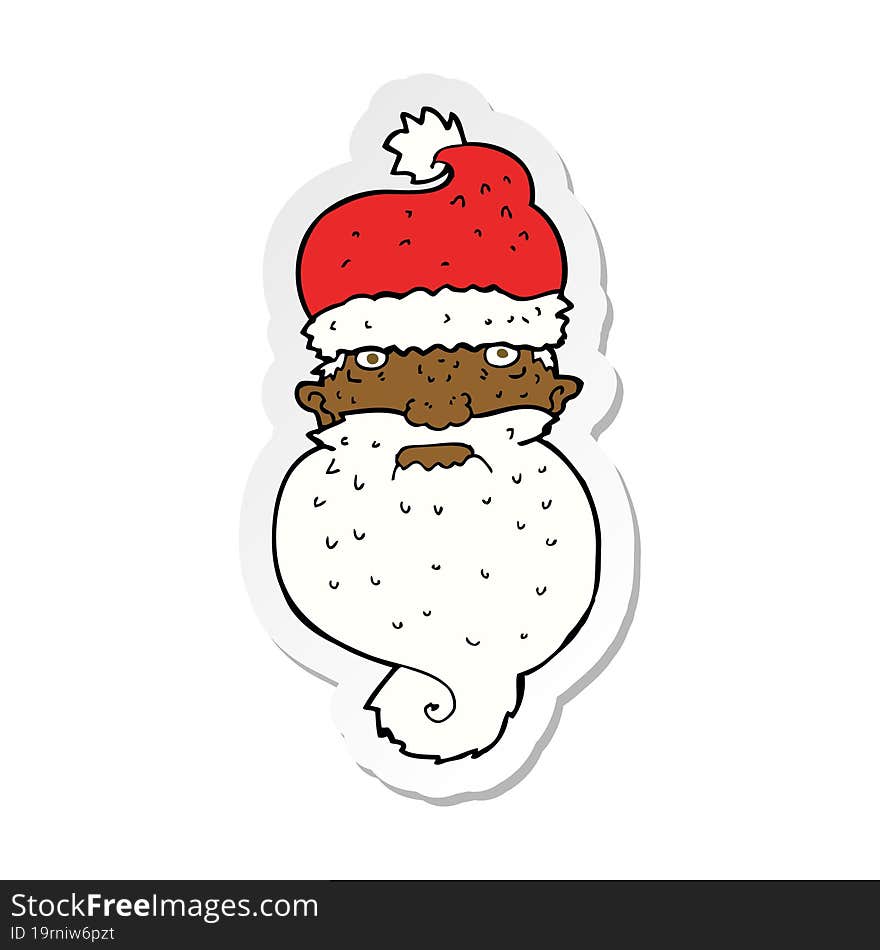 sticker of a cartoon grim santa face