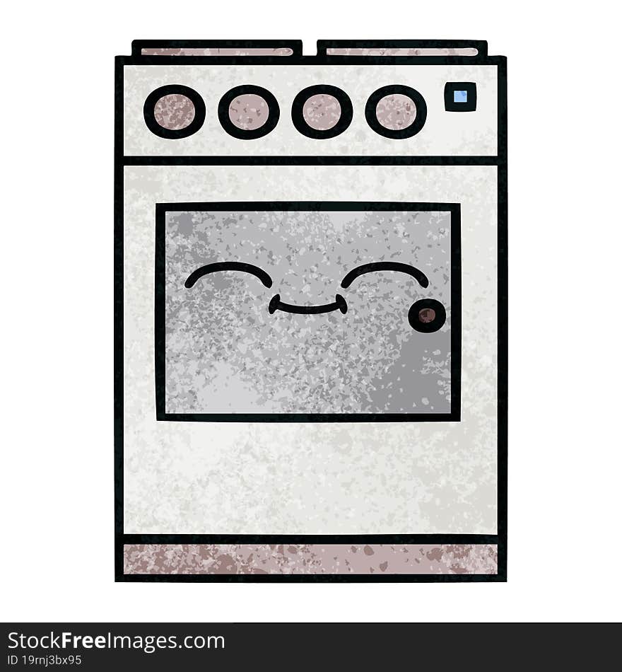 retro grunge texture cartoon of a kitchen oven