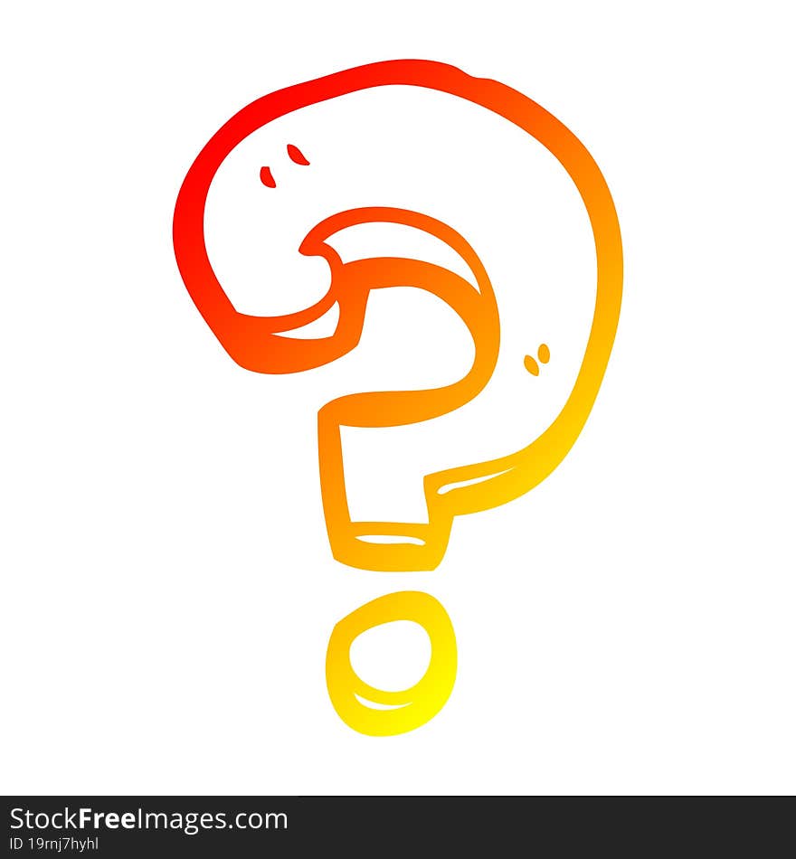 warm gradient line drawing cartoon question mark