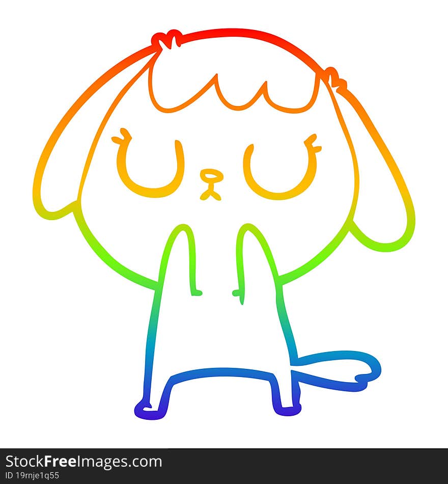 rainbow gradient line drawing of a cute cartoon dog