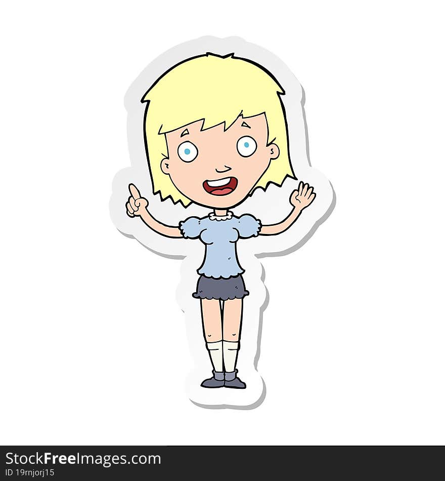 sticker of a cartoon woman pointing