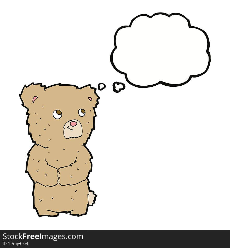 cartoon teddy bear with thought bubble