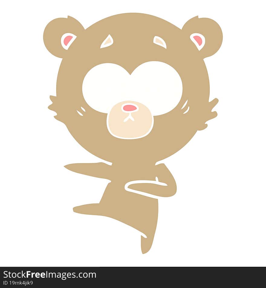 Nervous Dancing Bear Flat Color Style Cartoon