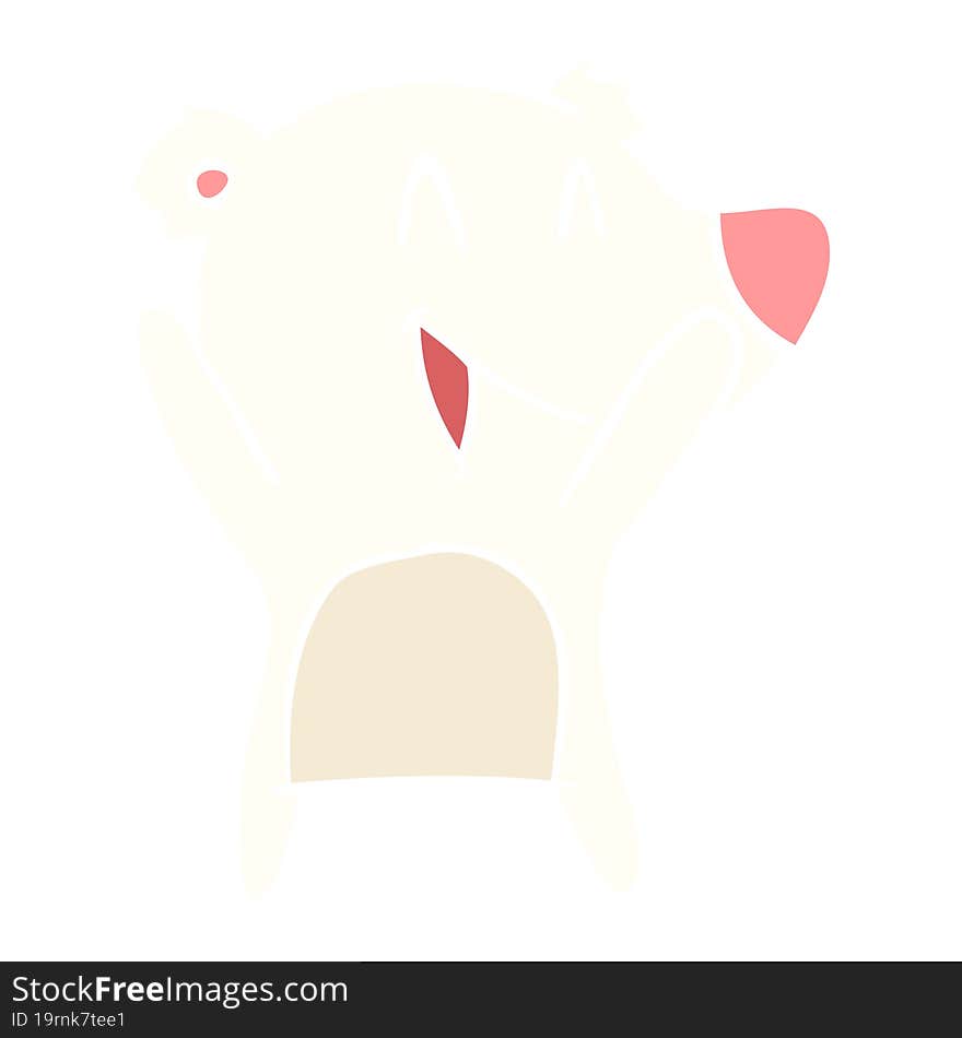 laughing polar bear flat color style cartoon