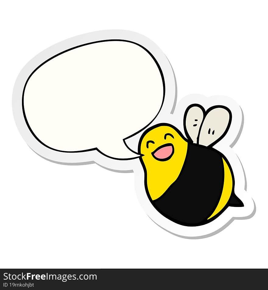 cartoon bee and speech bubble sticker