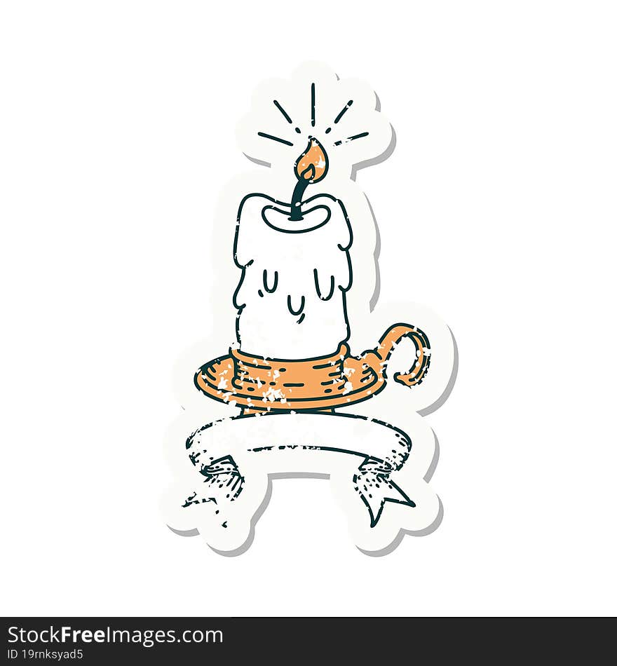 grunge sticker of tattoo style spooky melting candle