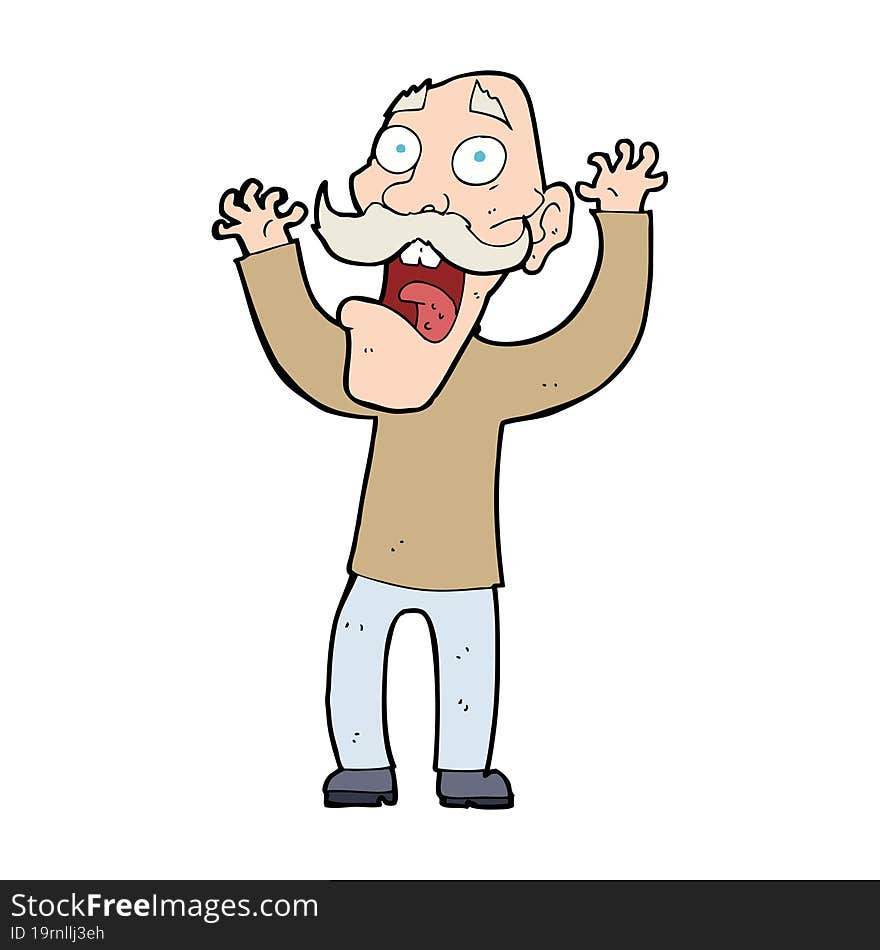 cartoon old man getting a fright