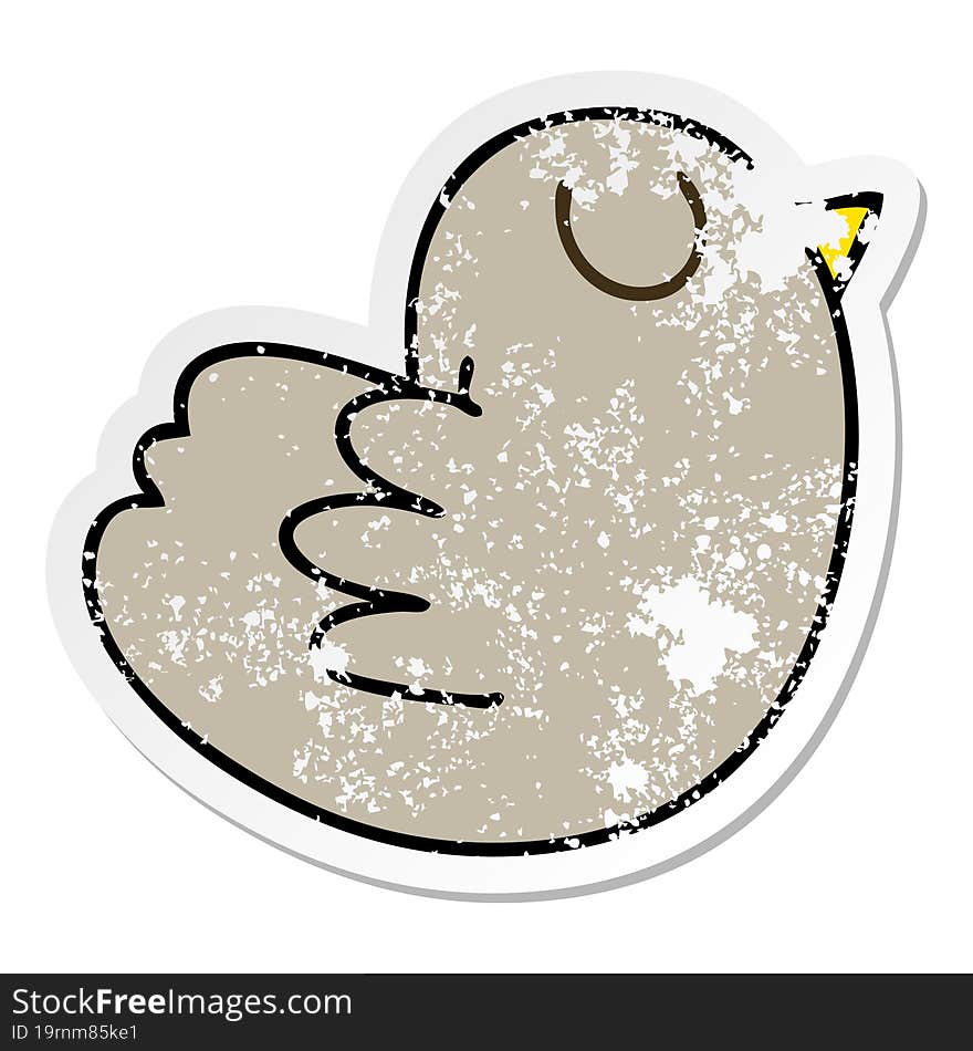 Distressed Sticker Of A Quirky Hand Drawn Cartoon Bird