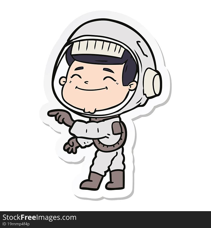 sticker of a happy cartoon astronaut