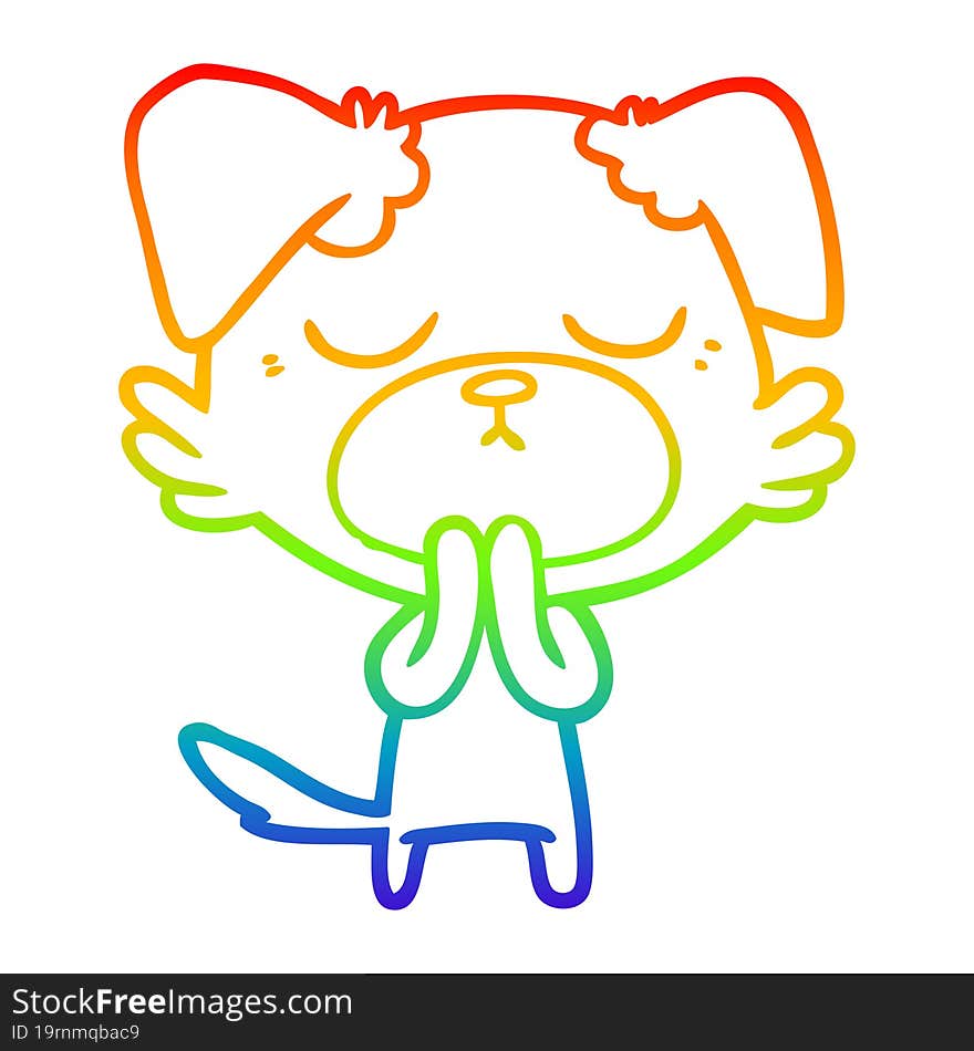 rainbow gradient line drawing cute cartoon dog