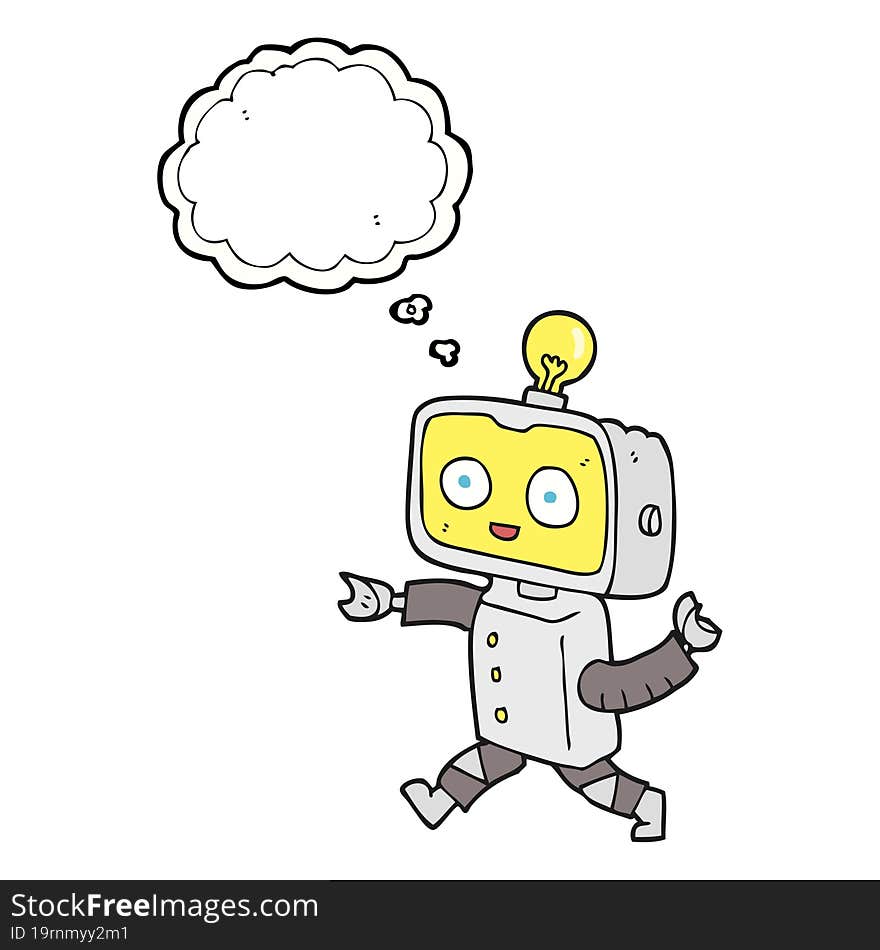 thought bubble cartoon little robot