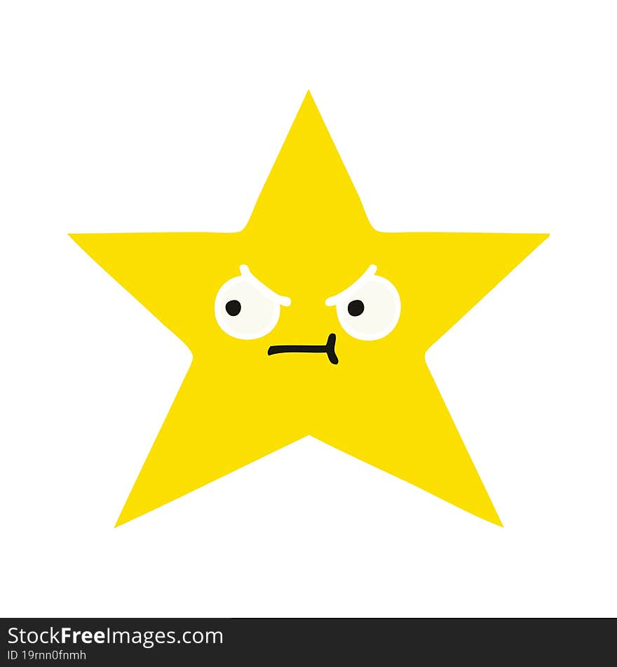 flat color retro cartoon gold star