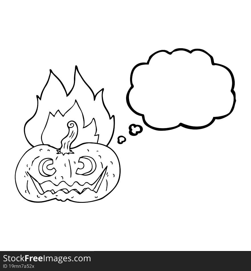 thought bubble cartoon flaming halloween pumpkin