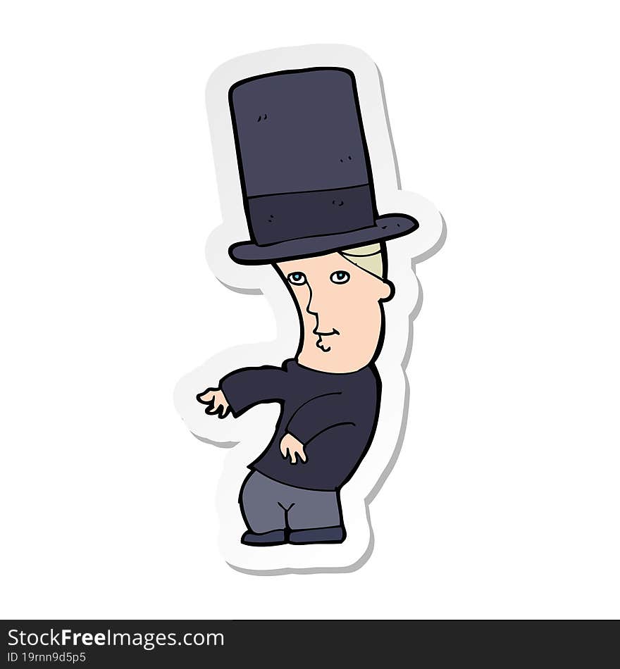 sticker of a cartoon man wearing top hat