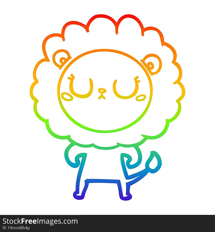 rainbow gradient line drawing of a cartoon lion