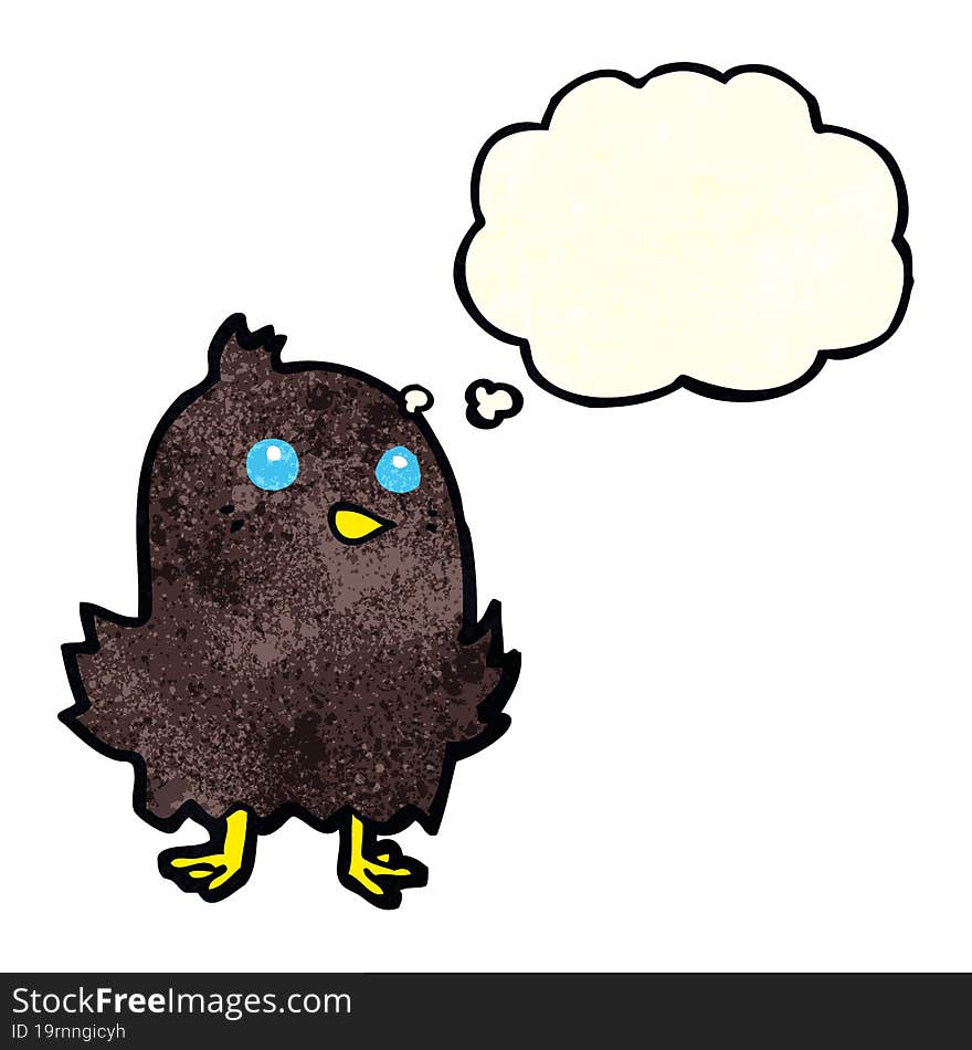 cartoon bird with thought bubble