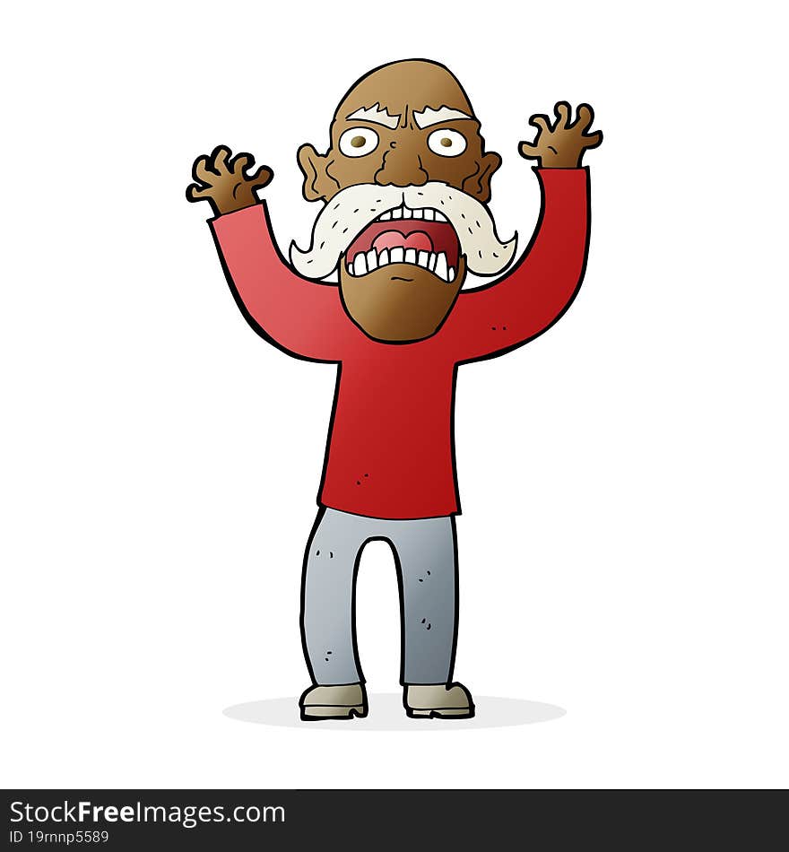 cartoon angry old man