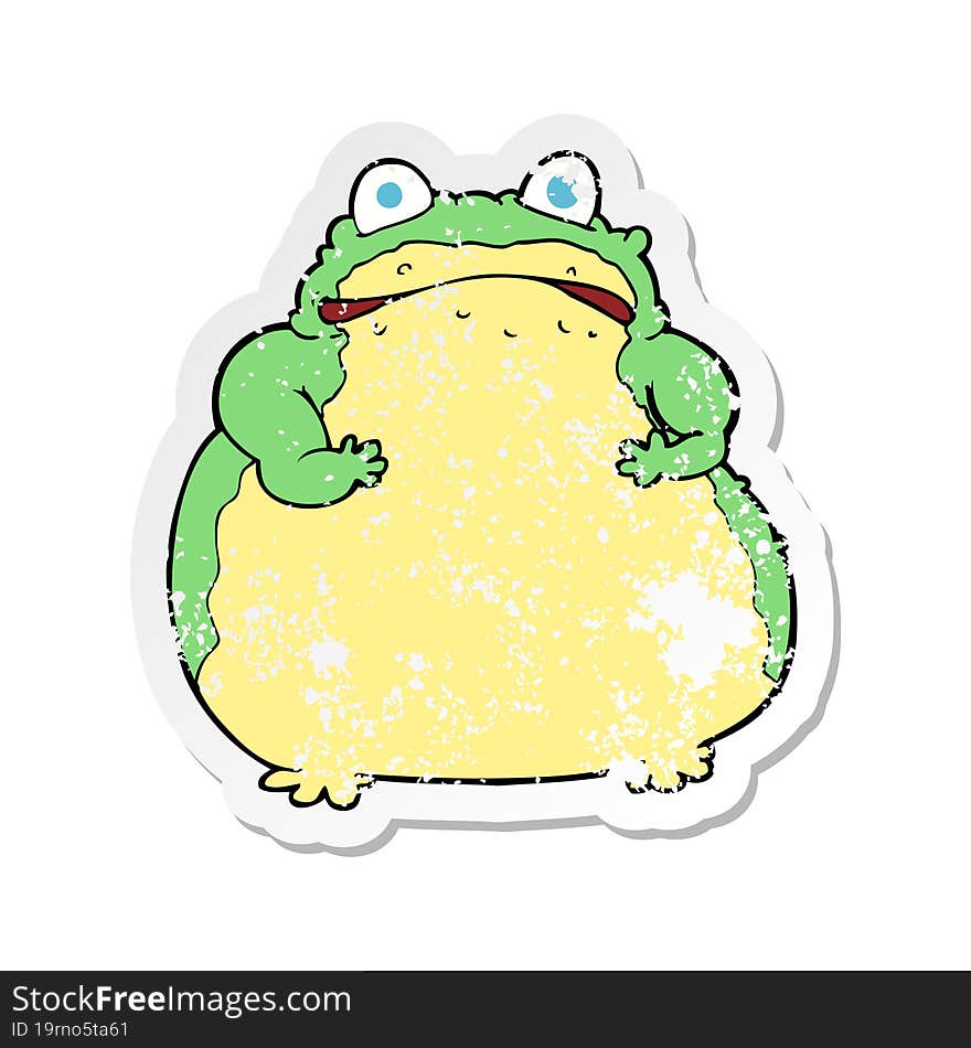 retro distressed sticker of a cartoon fat toad