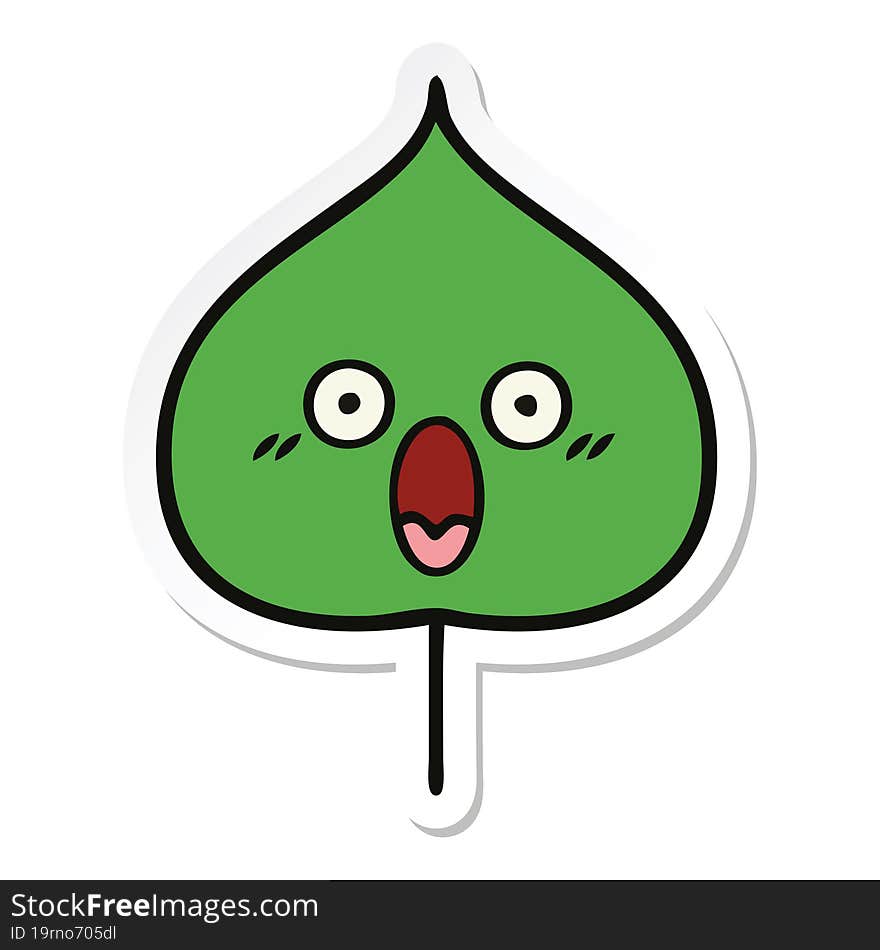 Sticker Of A Cute Cartoon Expressional Leaf