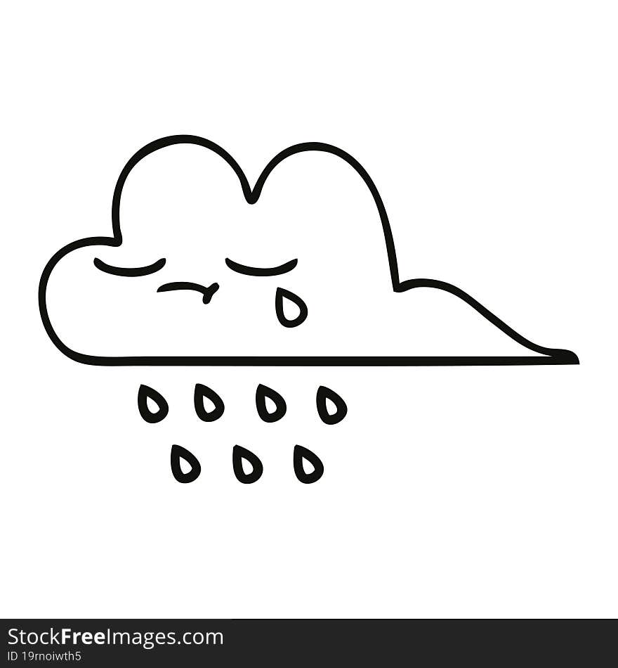 line drawing cartoon rain cloud