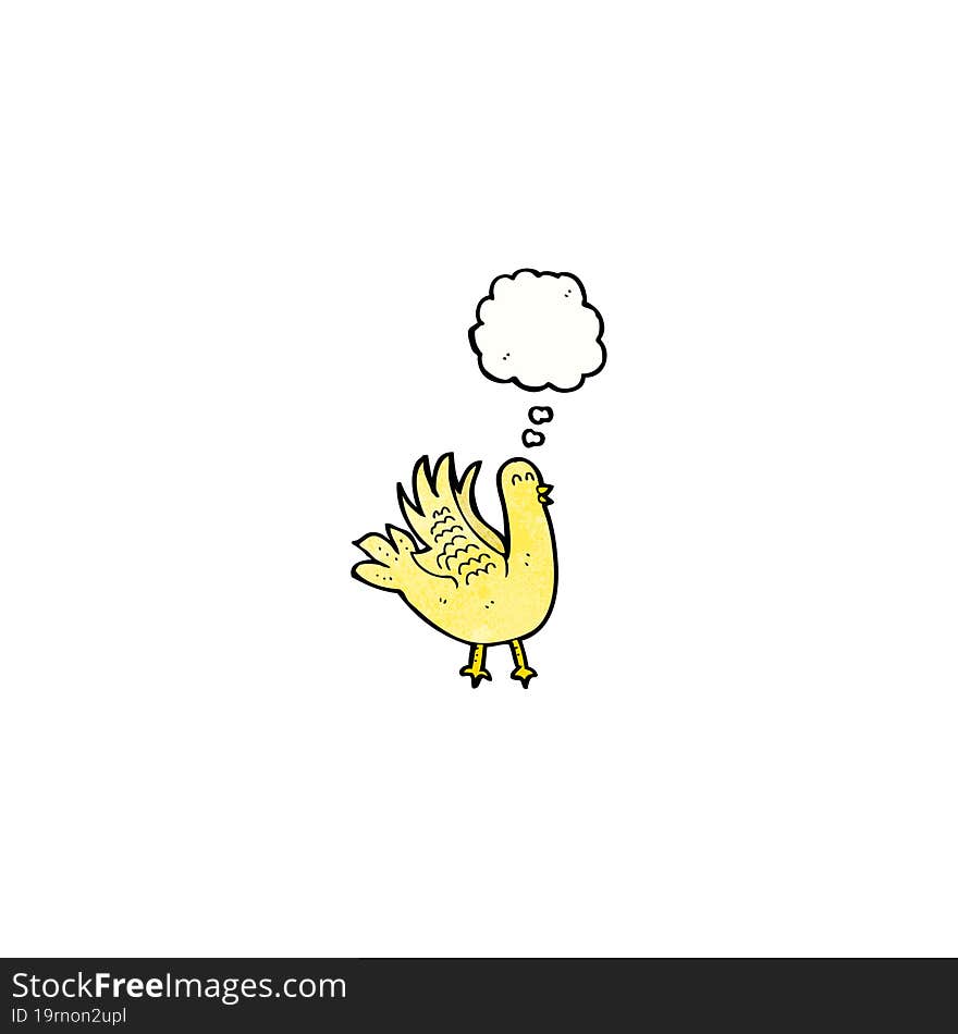 cartoon bird with thought bubble