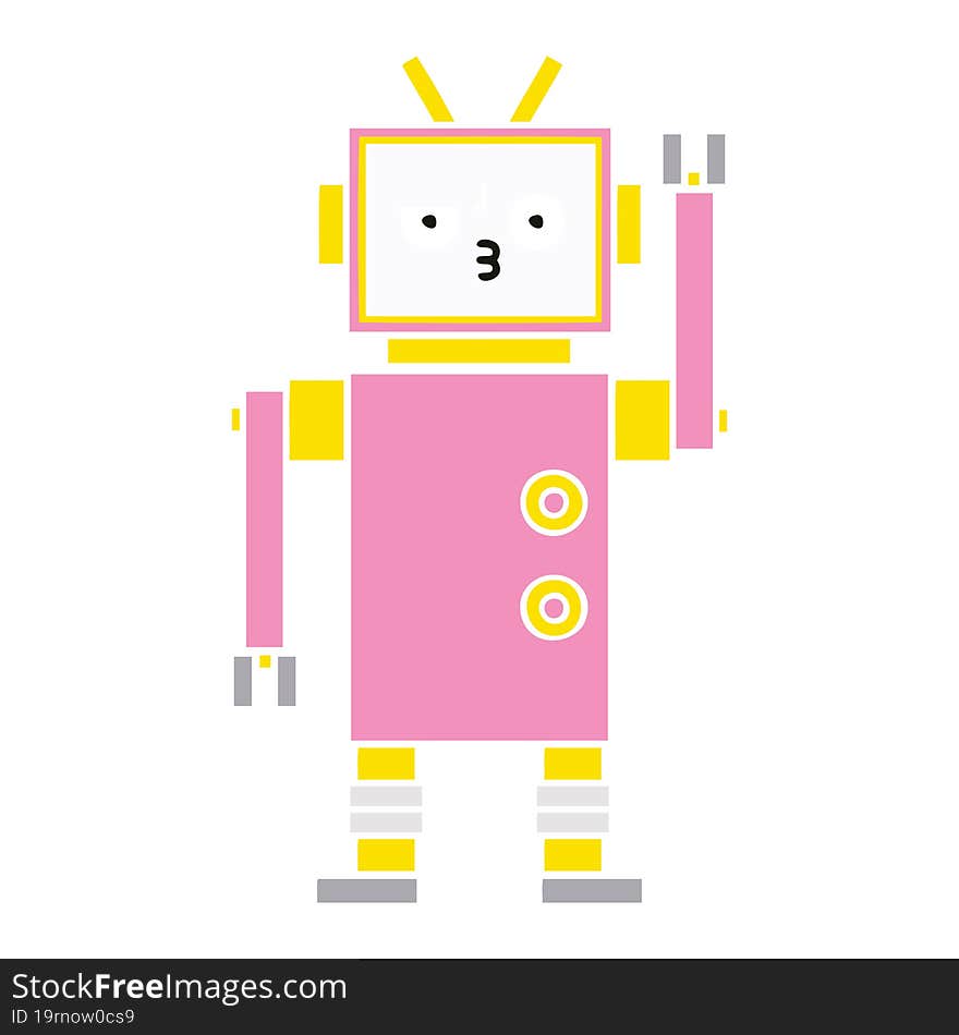 Flat Color Retro Cartoon Robot